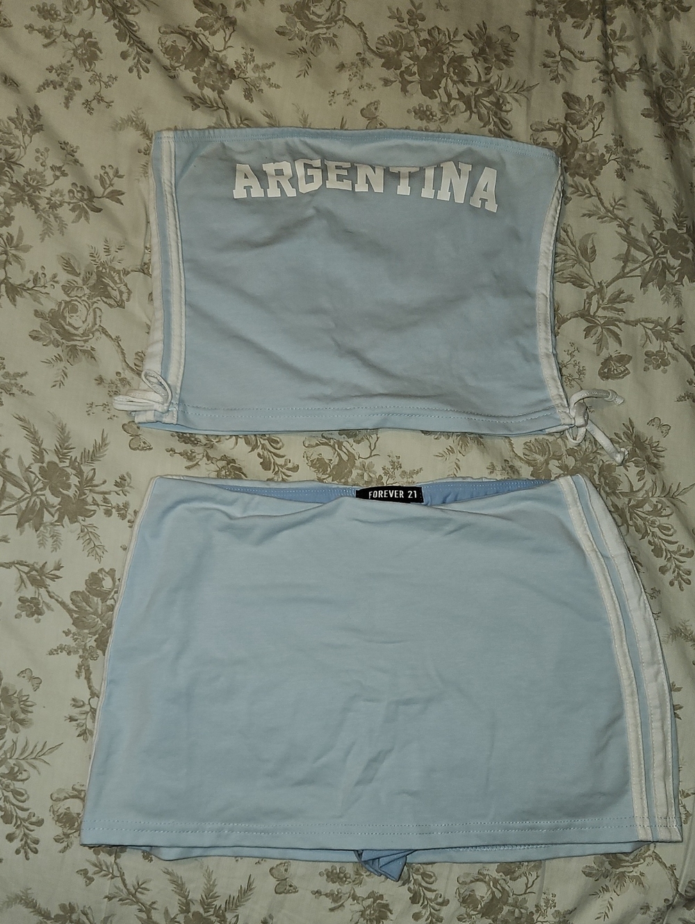 Argentina Light Blue Top And Mini Skort- Athletic Stripe Detail